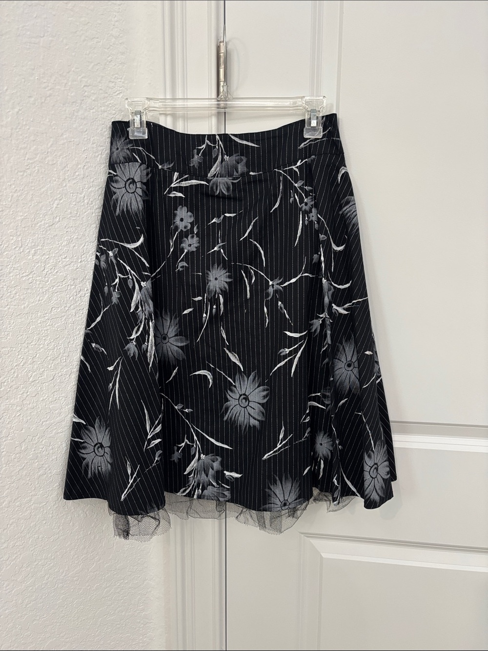 Lipsy Black & White Floral A-Line Skirt